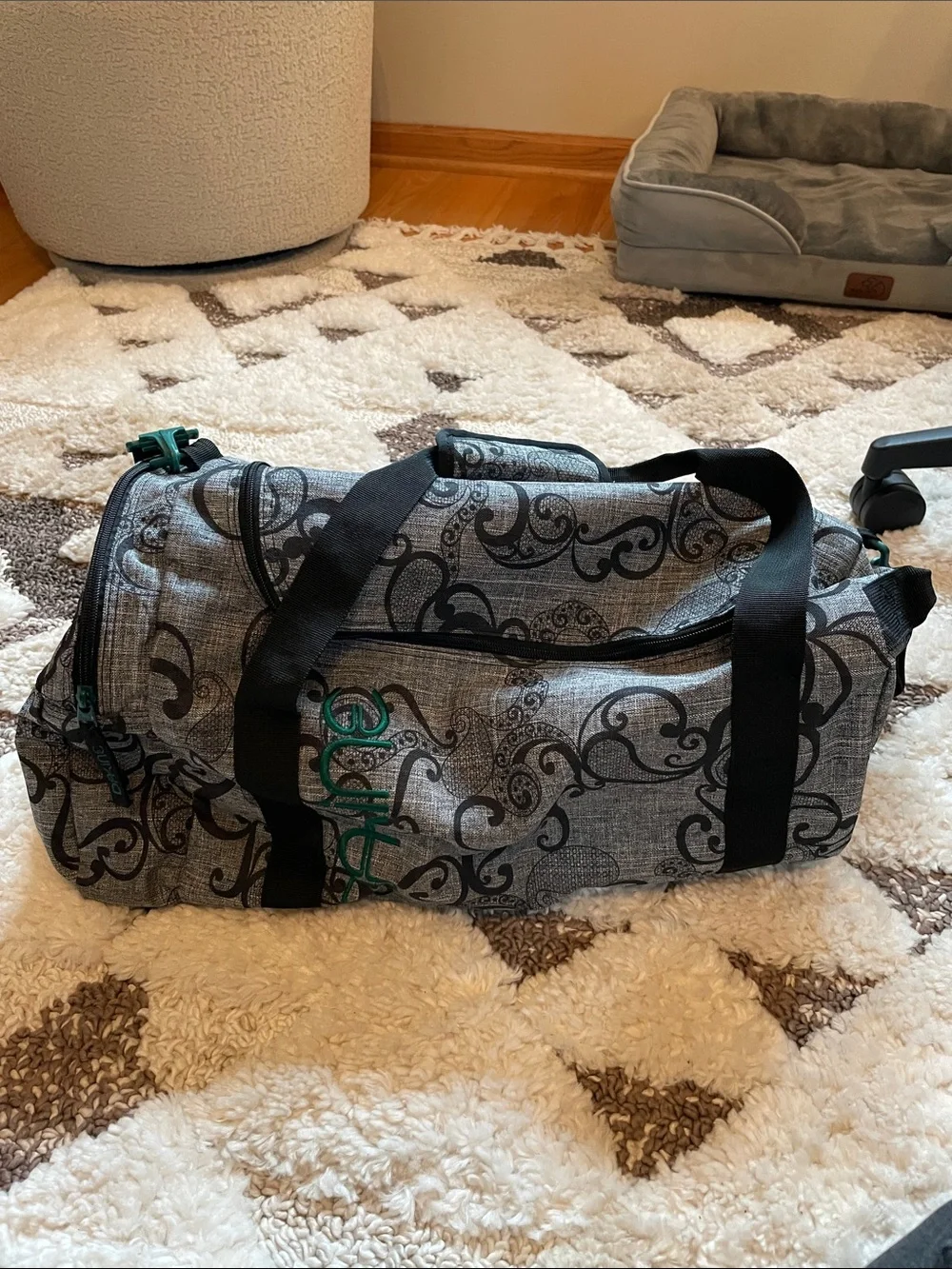Damien Duffel Bag - Gray with black swirl pattern